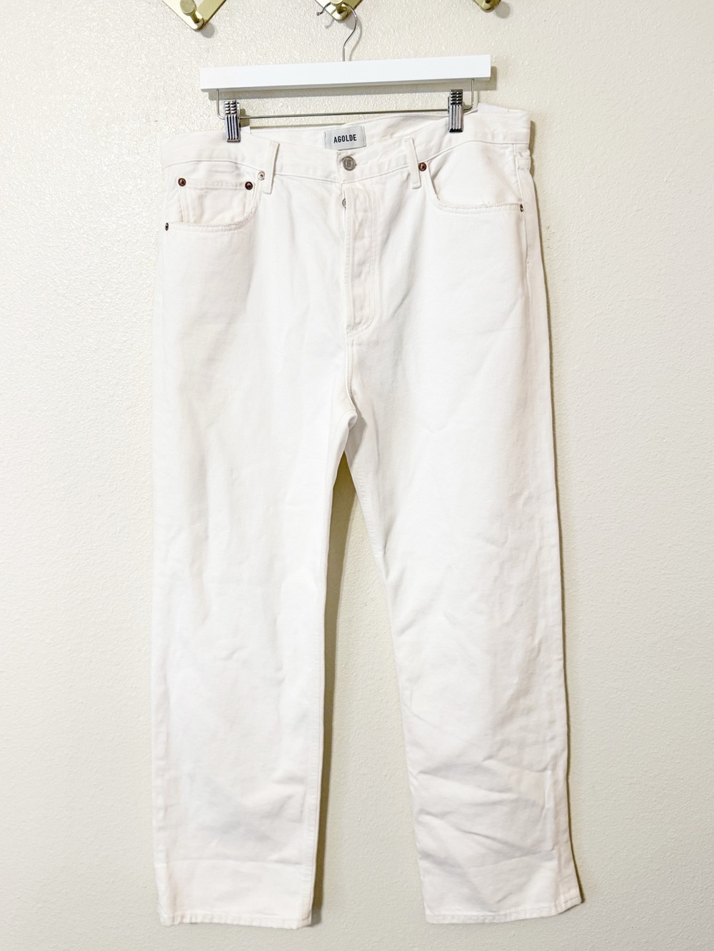 Agolde Fran Low Slung Easy Straight
Jeans in Milkshake Off White Button Fly NEW - Picture 6 of 16